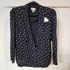 80s Vintage Lady Carol New York Geometric Print Blazer Double Breasted Office